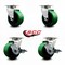 Service Caster 4 Inch Green Poly on Cast Iron Swivel Caster Set with Roller Bearings 2 Brakes SCC-20S420-PUR-GB-2-TLB-2 - alternate 5